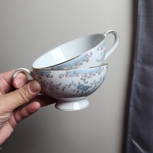 Mikasa Blue and White Floral Teacups
